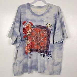 Johnny Was‎ Women’s 3X  Valentina Scarf T-Shirt 100% Pima Cotton Crewneck